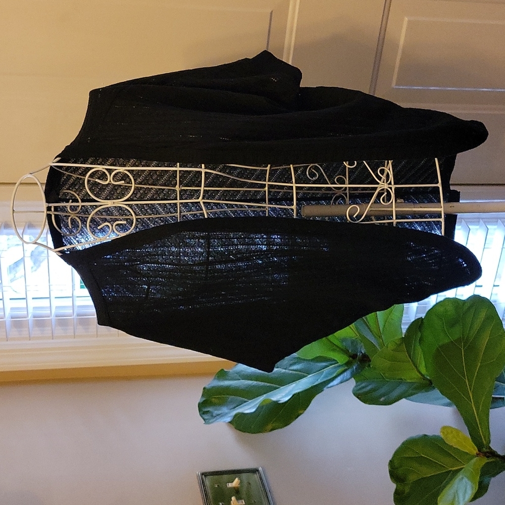Aeropostal black semi sheer striped shrug cuffed ragland sleeve size XS EUC …